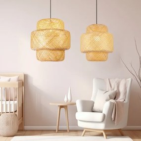 Immax 08267L - Lampadario a sospensione con filo HILO 1xE27/40W/230V diametro 38 cm bambù