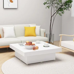 Tavolino da salotto bianco 90x90x28 cm in truciolato