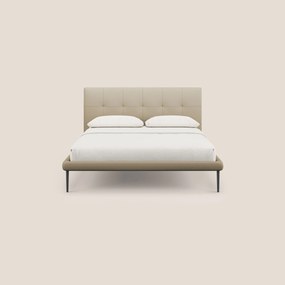 Midori letto imbottito trapuntato in ecopelle con piedini alti T04