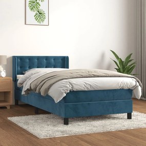 Giroletto A Molle Con Materasso Blu Scuro 100x200 Cm İn Velluto /