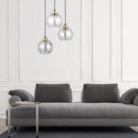 Lampadario LED su cavo DEVI 3xE27/15W/230V nero/trasparente