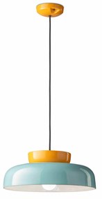 Sospensione Vintage Decò Maracana Ceramica-Vetro Tuchese-Giallo 1 Luce E27