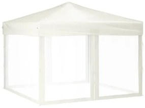 Tenda per Feste Pieghevole con Pareti Laterali Crema 3x3 m