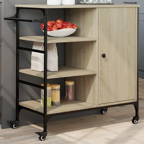 Carrello Da Cucina Rovere Sonoma 87,5x38,5x84,5 Cm Multistrato /