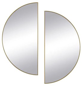 Lotto di 2 Specchio a semicerchio di design L.50 x H.100 cm in Metallo Dorato - GAVRA