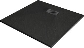 Mexen Hugo piatto doccia quadrato SMC 70 x 70 cm, nero, copertura nera - 42707070-B