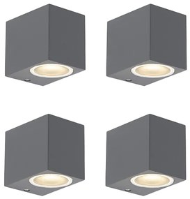 Set di 4 applique moderne grigio scuro IP44 - Baleno