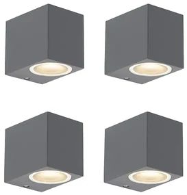Set di 4 applique moderne grigio scuro IP44 - Baleno