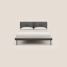 Ibuki letto con cuscini trapuntati regolabili e piedi in mogano in tessuto fiammato impermeabile T03 grigio