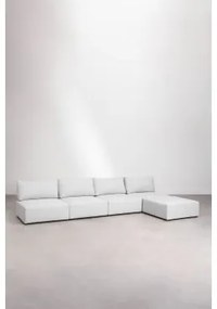 Divano Componibile In 4 Pezzi Con Pouf Kata Beige Crema - Sklum