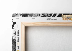 Quadro su tela – Buddha su sfondo esotico in bianco e nero