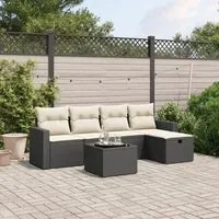 Set Divano da Giardino 6 pz con Cuscini Nero in Polyrattancod mxl 115763