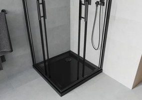 Mexen Rio cabina doccia quadrata 90 x 90 cm, trasparente, nera + piatto doccia Flat, nero - 860-090-090-70-00-4070B