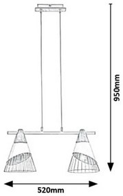 Rabalux 5666 - Lampadario a sospensione con filo ISAAC 2xE27/60W/230V
