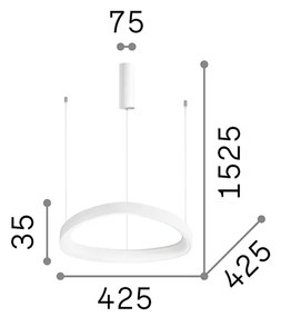 Sospensione Moderna Gemini Metallo Nero Led 38W 3000K Luce Calda