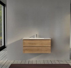 Mobile da bagno 100 cm sospeso Rovere - Sofia