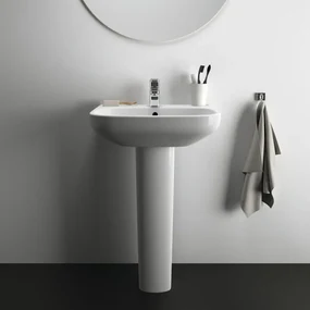 Lavabo sospeso ovale T470501 H 18 x P 48 cm in ceramica bianco lucido