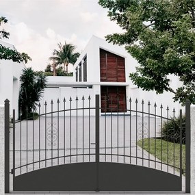 Cancello battente Marmolada in ferro, apertura centrale, L 350 x  H 170 -195 cm, di colore nero