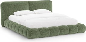 Letto matrimoniale imbottito verde con contenitore con rete inclusa 200x200 cm Solange – Micadoni