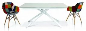 Tavolo TIMES SQUARE vetro bianco allungabile 160&#215;90 cm &#8211; 240&#215;90 cm gambe intrecciate