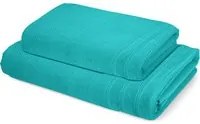 Coppia asciugamano viso ospite cotone Pop Corn azzurro