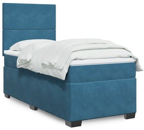 Giroletto A Molle Con Materasso Blu 100x200 Cm İn Velluto /