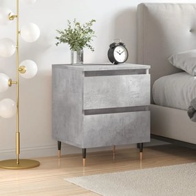 Comodino Grigio Cemento 40x35x50 Cm İn Legno Multistrato /