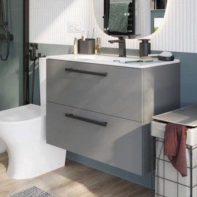 Base sospesa Remix 2 cassetti, L80 X P39 X H57.7 cm , grigio cemento
