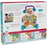 Fisher-price cagnolino primi passi - ridi & impara, edizione multilingue, giocattolo musicale per camminare giocattolo per neonati e bambini da 6+ mesi - HHX15