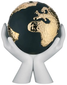 Bongelli preziosi statua moderna scultura Mani mondo Collezione Globe cm 36 x 27 BIANCO ORO