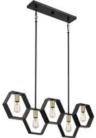 Lampadario Industrial Nordico Bismarck Acciaio Nero Terra 5 Luci E27