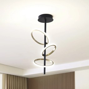 Lucande Plafoniera LED Madu, nero, metallo, altezza 75 cm