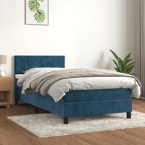 Giroletto A Molle Con Materasso Blu Scuro 100x200 Cm İn Velluto /