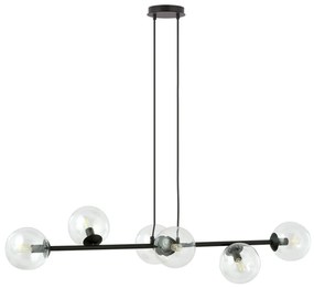 Lampadario a Sospensione in Acciaio e Vetro ROSSI 6 Nero 6xE14