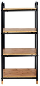 Scaffale da bagno nero in metallo con 4 ripiani in bambù 42x94,5 cm Loft - Wenko