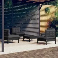 Set Divani da Giardino 5 pz con Cuscini Antracite Legno di Pino 3096038