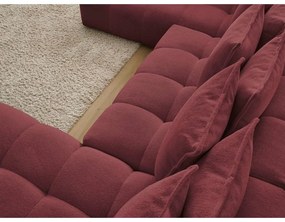 Divano angolare burgundy allungabile e con contenitore (penisola a sinistra/a U) con rivestimento in ciniglia Everest – Bobochic Paris