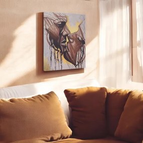 Quadro moderno verticale su tela 60x90 cm con rappresentazione bacio astratto