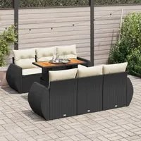 Set Divani da Giardino con Cuscini 7pz Nero Polyrattan 3327220