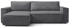 Divano letto a coste grigio scuro ad angolo variabile Nihad - Bobochic Paris