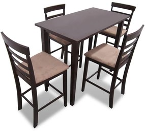 Set Tavolo Da Bar İn Legno Marrone E 4 Sedie Da Bar /