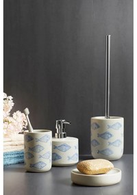 Tazza in ceramica blu e bianca per spazzolini da denti Aquamarin - Wenko