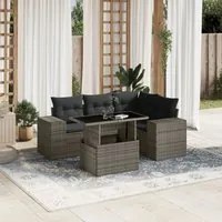 Set Divano da Giardino 5 pz con Cuscini Grigio in Polyrattan 3269140