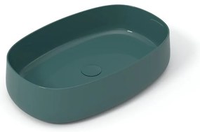 Lavabo da appoggio Wave OLYMPIA CERAMICA ovale in ceramica L 60 x H 14 x P 40 cm verde piletta non inclusa