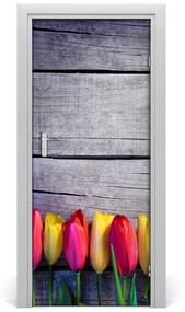 Adesivo per porta Tulipani colorati 75x205 cm