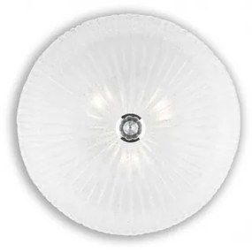Ideal Lux -  SHELL PL3 - Plafoniera  - Diffusore di vetro trasparente lavorato in piastra e rifinito all'interno con graniglia. Bloccavetro con dettaglio in metallo cromato. Diametro: Ø 400 mm.
