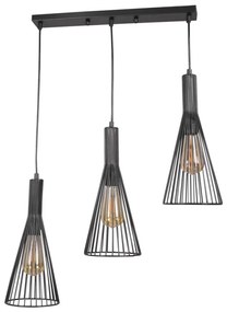 Lampadario a sospensione con filo TIANA 3xE27/20W/230V nero