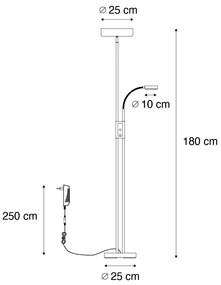 Lampada da terra bronzo con LED e dimmer con lampada da lettura - Kelso