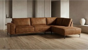 Divano angolare in similpelle marrone cognac (angolo destro) Copenhagen - Scandic