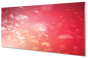 Quadro in vetro acrilico Cuori di sfondo rosso 100x50 cm